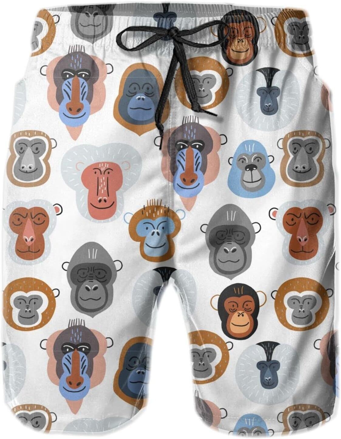 Mens Shorts 3D Printing Pattern Monkey Orangutan Swim Trunks Quick Dry Fashion Beach Board Swimwear