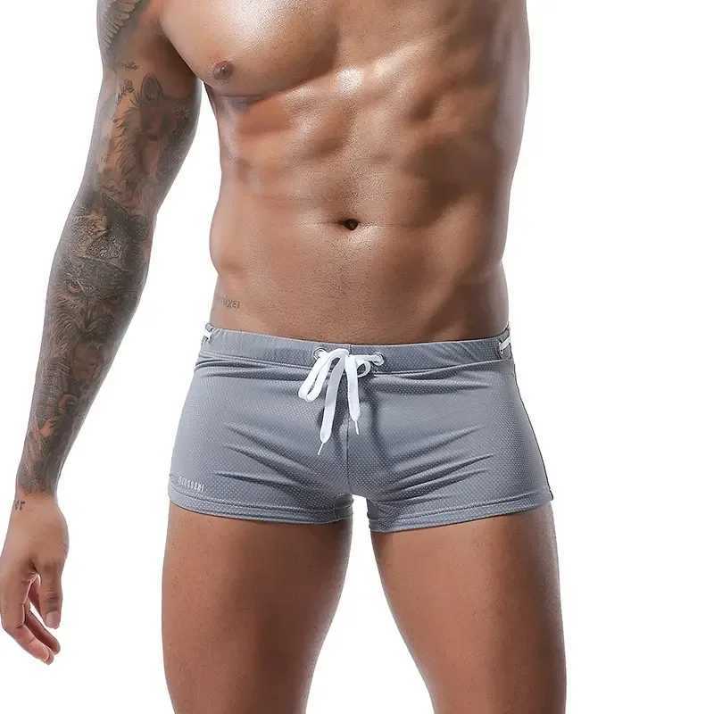 Mens Swimwear Boxers Low Rise Swim Boxer Briefs Mens Swimming Trunks Beach Shorts Male Surffing Swimsuit Bathing Suits Beachwear W250214