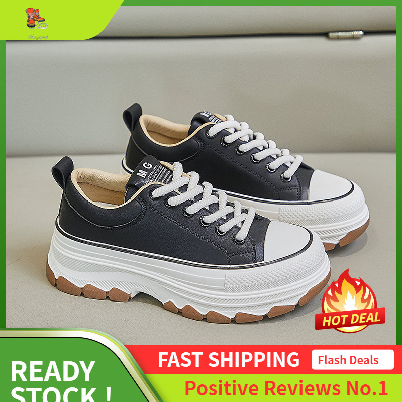 Ddmysports Korean Version Of White Spring New Ins Trendy Student Casual For Women Thick Soled Height Increasing Board Shoes MX OUTDOOR