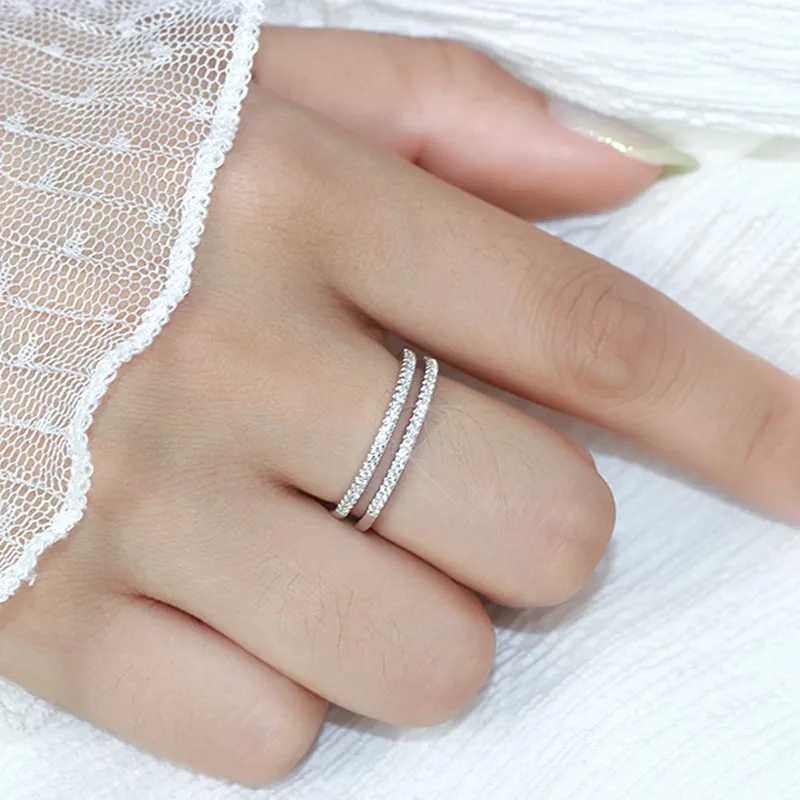 1.5mm Thin Semi Eternal CZ Stackable Ring Wedding Ring W240829