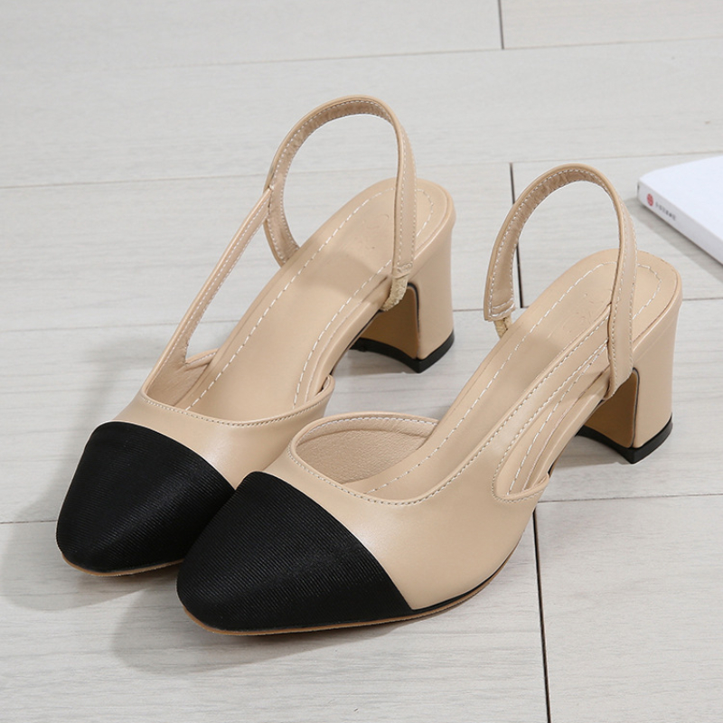 New Pointed Toe Sandals Fashion Low Square Heels Flat Shoes Korean Color Matching Party Ladies Shoes Chaussure Femme 2024
