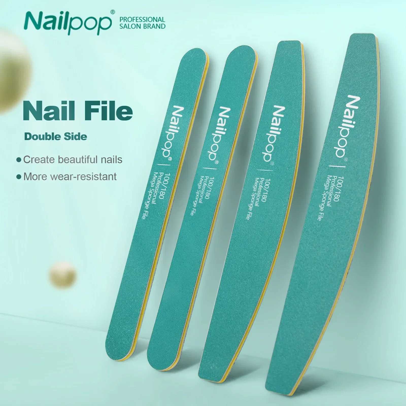NAILPOP 10 piece professional nail file 100/180 grit half moon polishing and sanding machine DIY home nail buffer W240829