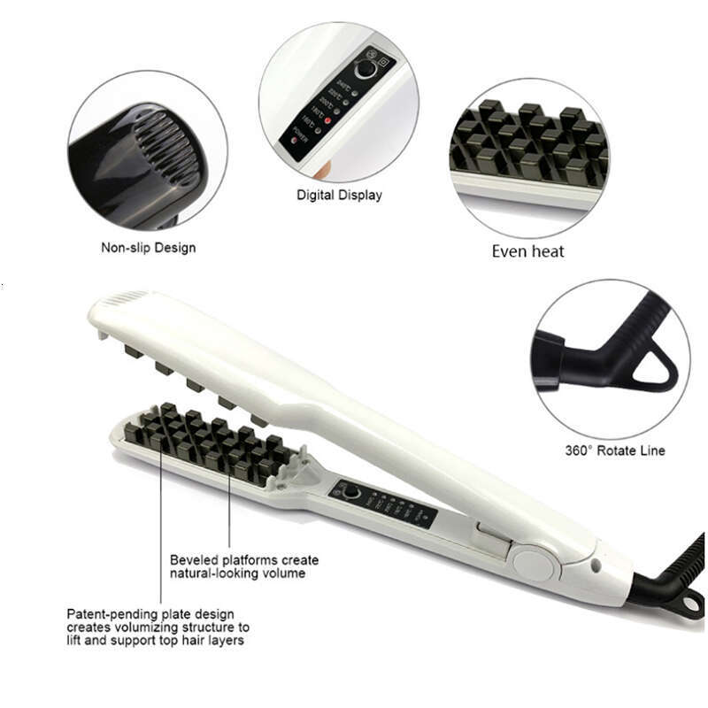 Professional Grade Electric Beard Perm Tool Dual Temperature Control and Non-Stick Coating Soft Touch Fluffy Corn Row Design