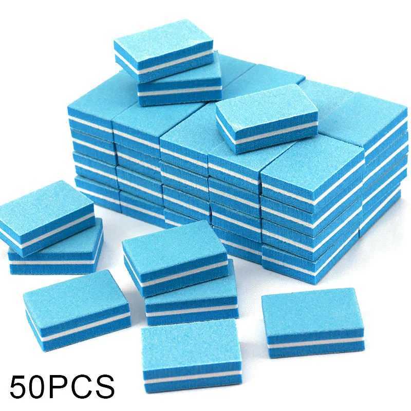 50 pieces of double-sided mini nail file color sponge nail polish buffing buffer polishing manipulation tool W240829