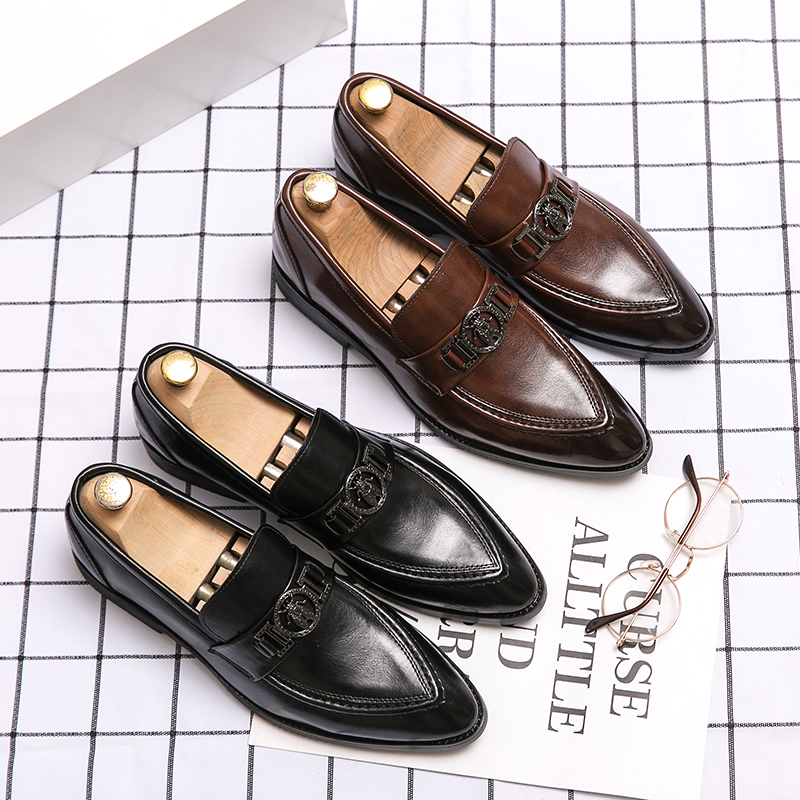 Leather Italian Hot Men Casual Men's Autumn Dress Shoes For Mens Brown Moccasins Business Pointed Bussiness 's