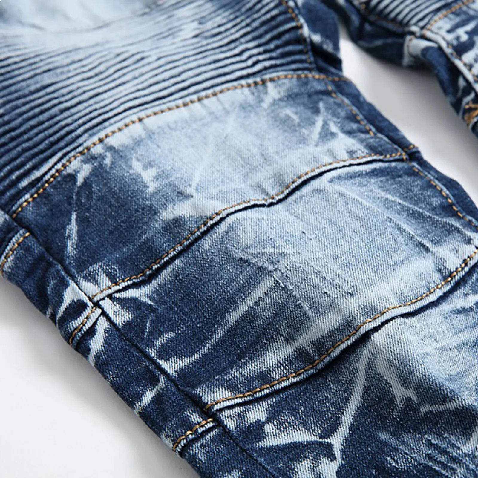 MenS Vintage Jeans Hole Denim Fold Wash Work Frayed Trousers Basic Pants For Man Button Casual Trouser 240826Z