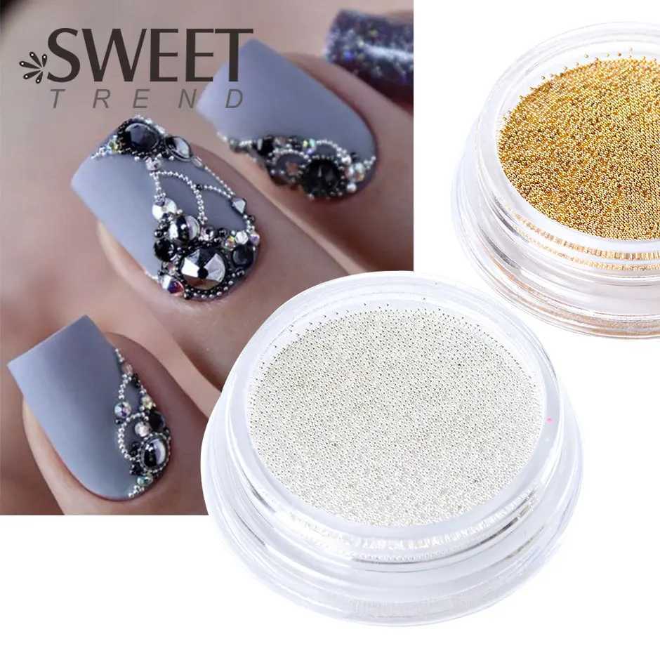 0.4mm small stainless steel microbeads used for nail art decoration metal Y2K stud nails caviar beads silver gold gray accessories W240829