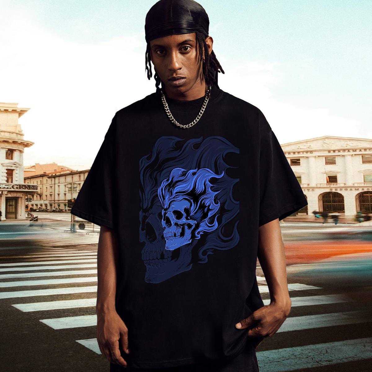Cool Design Man T Shirts 230g Pure Cotton skull Casual Beach Skull Breathable Soft Men Tshirts Custom Wear
