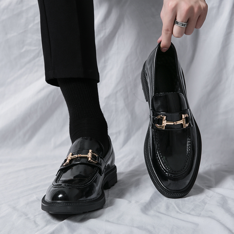 Derby Shoes for Men Thick Bottom Lace Up Round Toe Black Male Comfortable Anti-slip Business Formal Wedding Dress Shoes Loafers