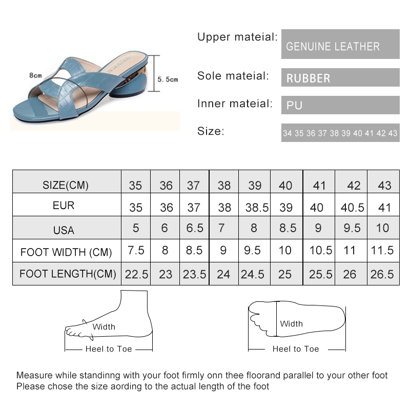 AIYUQI Women's Slides Summer Genuine Leather Fashion Women's Slippers Open Toe Mid-heel Thick-heel Slippers Ladies Shoes