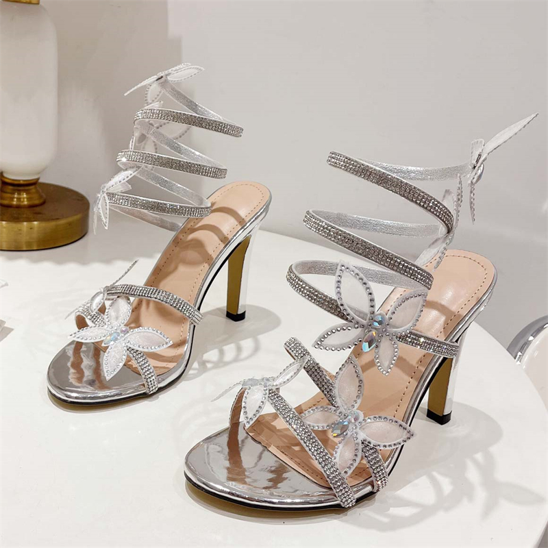 Fashion Peep Toe Butterfly Thin Heels Sandals Women Elegant Party Dress Summer Ladies Shoes Zapatillas De Mujer