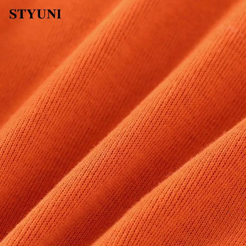 Orange solid casual long sleeved Oneck zipper womens hoodie Korean fashion autumn winter 240827