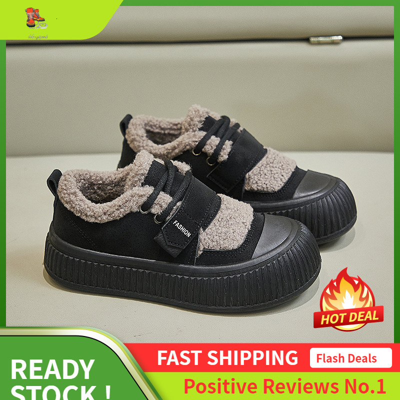 Ddmysports Winter Plush White New Korean Edition Ins Female Students Warm And Eight Increasing Sports Board Shoes Street Shot XT OUTDOOR