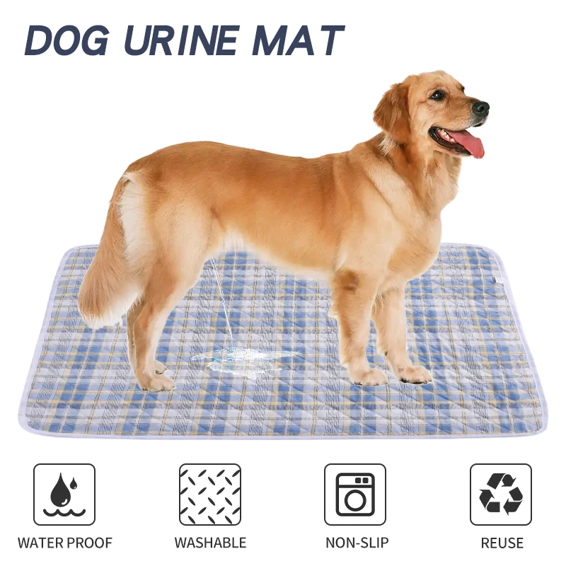 Waterproof Dog Training Pee Pad Washable Dogs Cats Urine Pad Plaid Cotton Puppy Mat for Home Outdoor Dog Seat Cover Mascotas