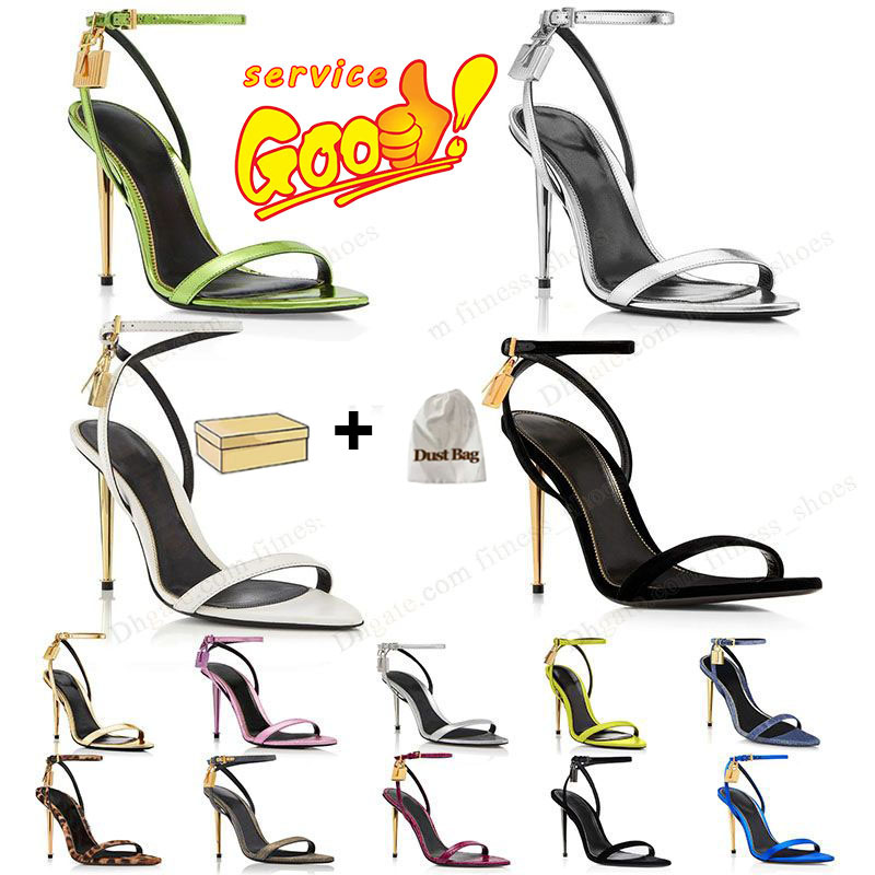 Pointy Lock Stiletto Shoes Padlock Tomlies fordlies Naked Sandals Shoes Hardware heel and key Woman Metal Women Heel Party Dress Dress Wedding heels Sandals