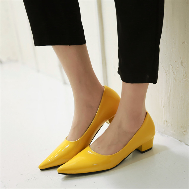 Low Fashion Heels Elegant Pumps Women's Casual Candy Yellow Blue Red Nude Short Heeled Office Wedding Dress Shoes Ladies 09f3