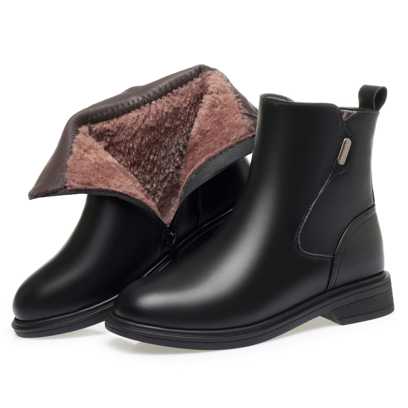 AIYUQI Marton Boots Women Genuine Leather 2024 New British Style Women Winter Boots Wool Warm Large Size Women Motorcycle Boots