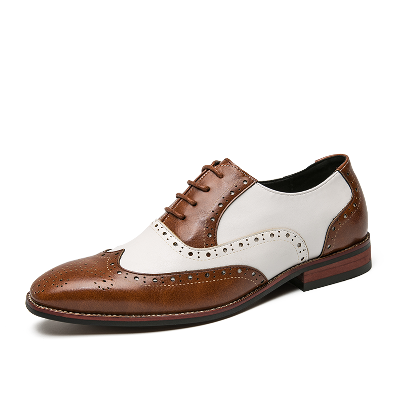 Mens Luxury Shoes Brogue Lace-up Mens Shoes Casual British Style Contrast Color Oxford Shoes Mens Office Shoes Plus Size 38-48