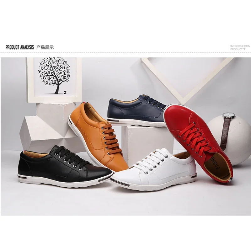 Men's Leather Shoes Plus Size 48 Men Leather Shoes Simple Designer Men's Shoes Breathable Classic Lace-up Sneakers