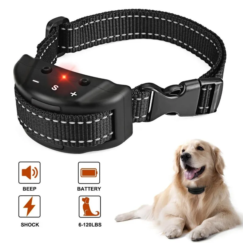 Electric Anti Bark Collar Small Pet Dog No Barking Tone Shock Training for Indoor Outdoor Little Dogs Teaching Tool