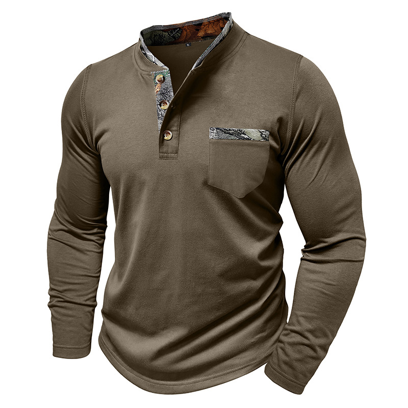 Autumn and Winter Men's Long-sleeved Stand-up Collar T-shirt Top Men's Stand-up Collar Short Sleeve T-shirt