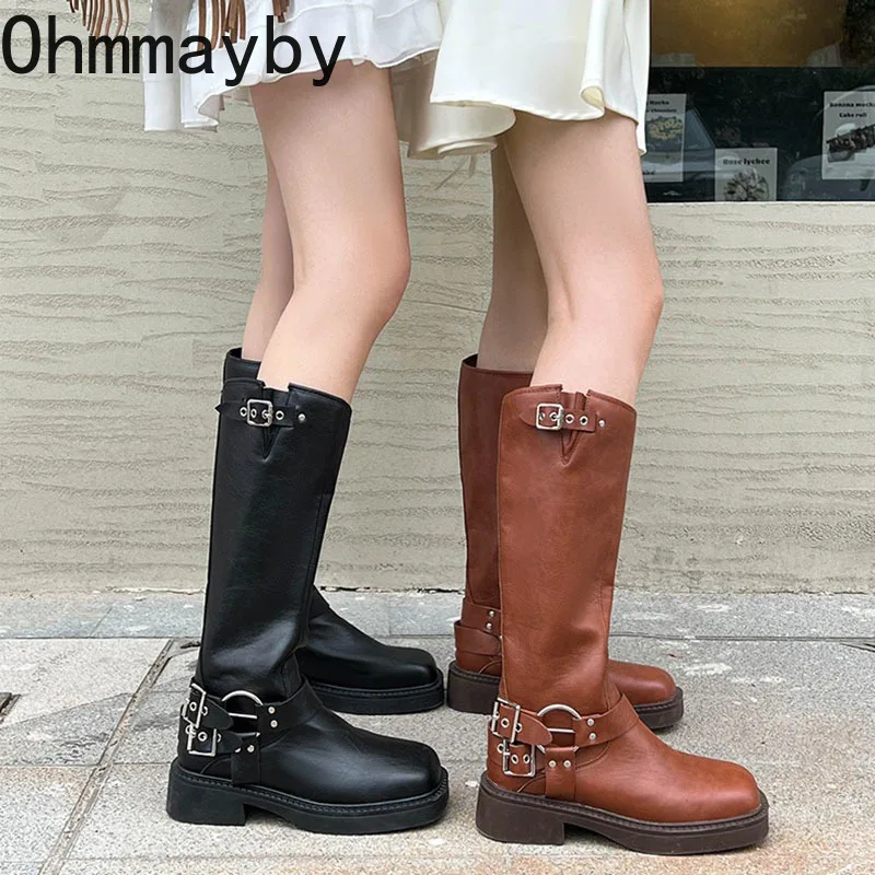 Western Woman Cowgirl Boot Fashion Back Zippers Long Booties Autumn Winter Suqare Low Heel Girl Shoes bf8b ies