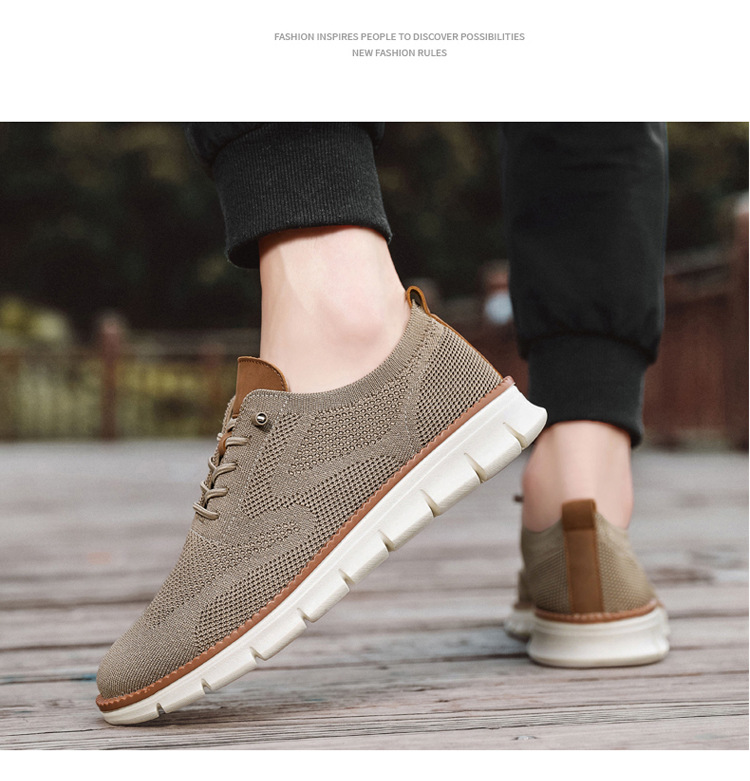 Large size 48 popular British style men's shoes summer breathable sports shoes flying woven mesh shoes men's running trendy shoes