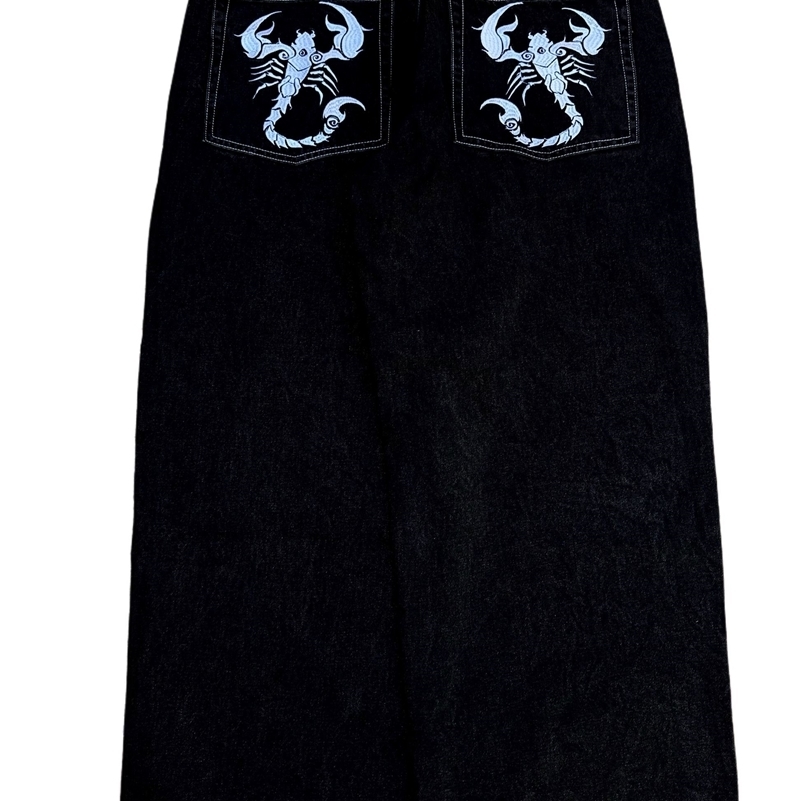 Hip Hop Gloe Baggy Jeans For Men Vintage Streetwear Slouchy 2000s High Street Y2K Jeans Wide Leg Pants Spider Denim Men Clothing 240829