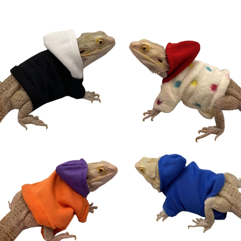 Lizards Clothes for Bearded Dragon Geckos Reptiles Apparel Hand-made Hoodies Skin Protection Sweater Coat for Party