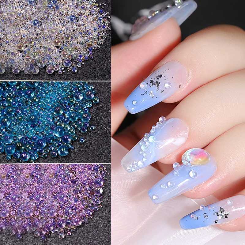 1 box of MIni caviar beads water diamonds glass balls microbeads 3D nail decoration crystal charm nail accessories W240829