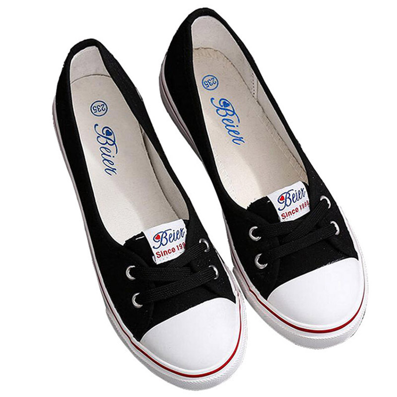 Youth Preppy Style Women Lady Summer Canvas Vulcanized Slip On Casual Shallow Flat atillas Plimsolls Lazy Shoes 698 2c98