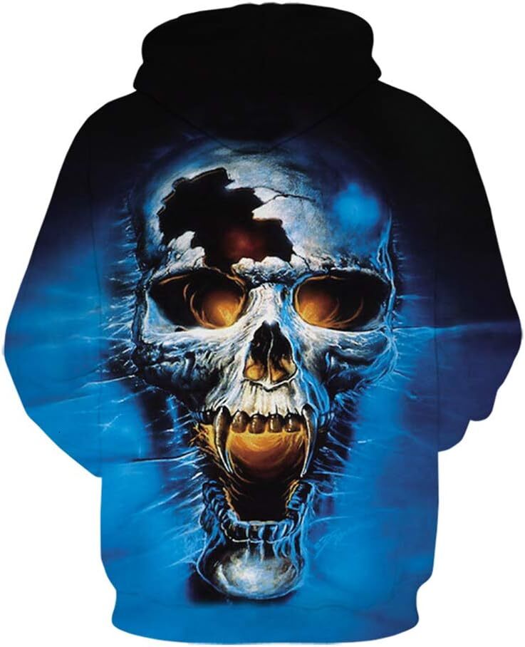 Halloween Hoodie for Mens Womens Unisex 3D Digital Printed Hoodie Novelty Skull Sweatshirt Graphic Pullover fashion