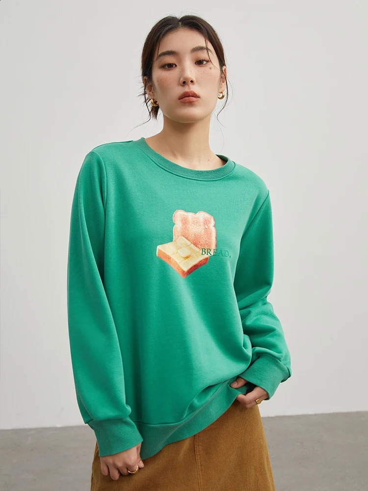 DUSHU Printed Sportswear Womens Solid Loose Warm Pulling Flower Round Neck Korean Casual Winter Top 240827