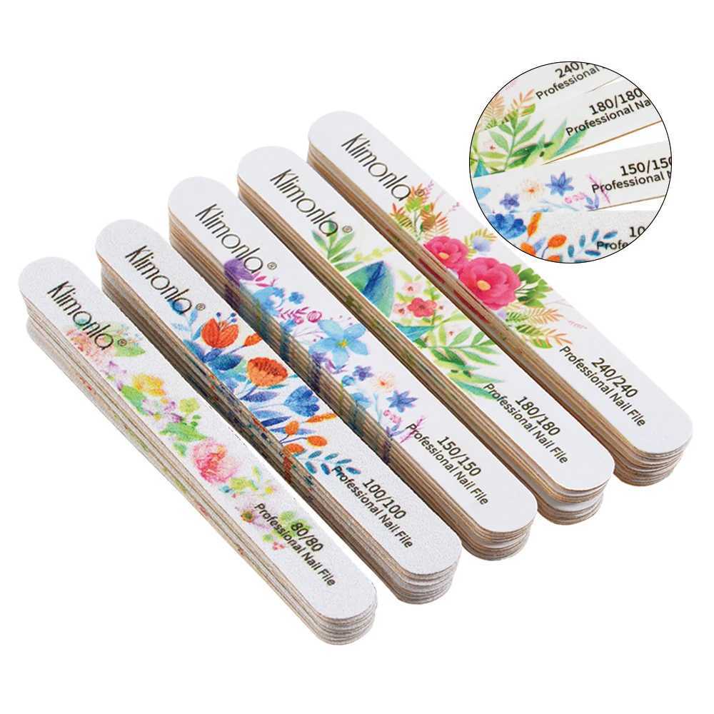 10 pieces/batch of nail files 100 180 grit professional wooden double-sided sanding files washable nail accessories manual salon tools W240829