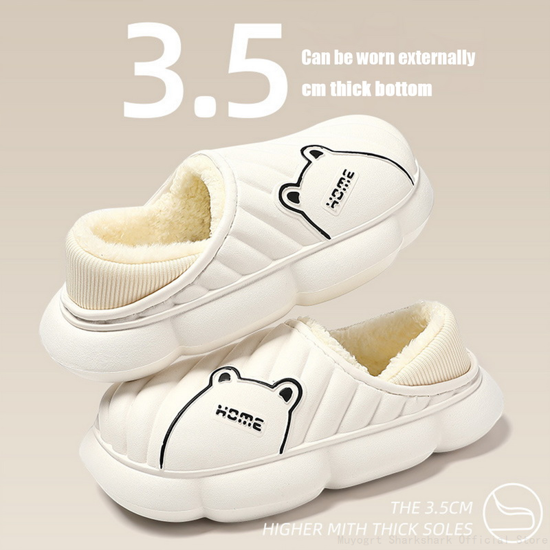 New Women Men's Winter Thick Soles Home Quality Plush Men Waterproof Eva Lovers Household Cotton Slippers Shoe 87Fb