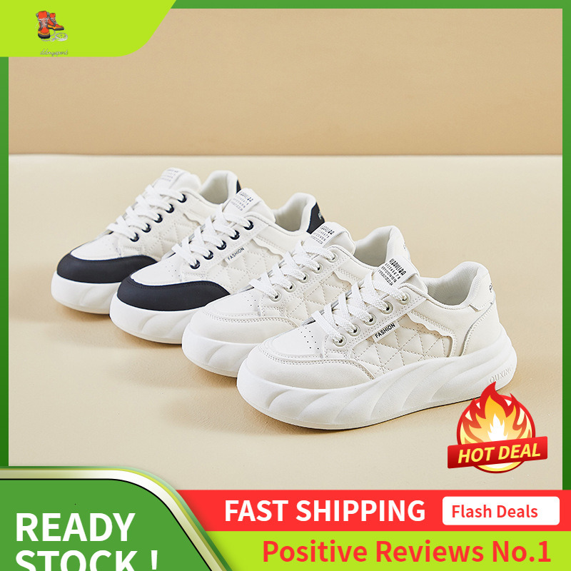 Ddmysports Autumn White New Korean Edition Ins Female Students Thick Soled Eight Increasing Sports Board Casual Shoes KT OUTDOOR