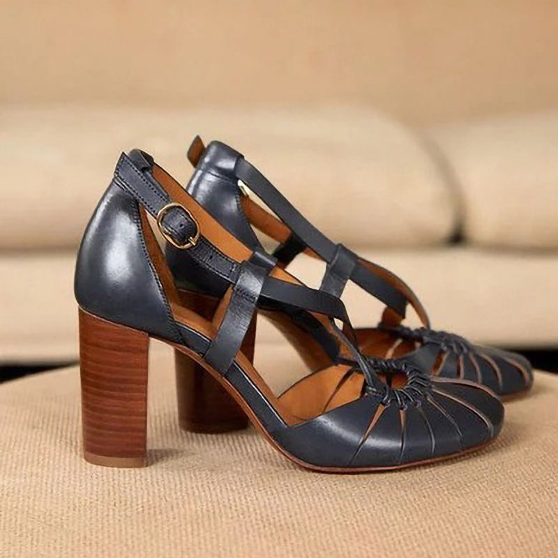 2025 Summer High Heel Sandal for Women Suit Female Beige Buckle Large Size Women's Shoes High-heeled Black Fashion Big Comfort G