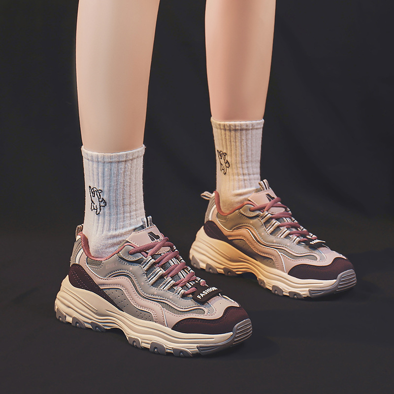 Women's versatile thick sole height increasing sports and leisure running shoes