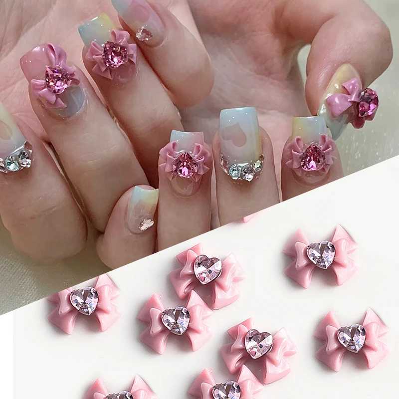 10Pcs 5Pcs Retro Simple Tie 3D Nail Charm Bow Ribbon Resin Love Diamond Crystal Nail Art Decoration W240829