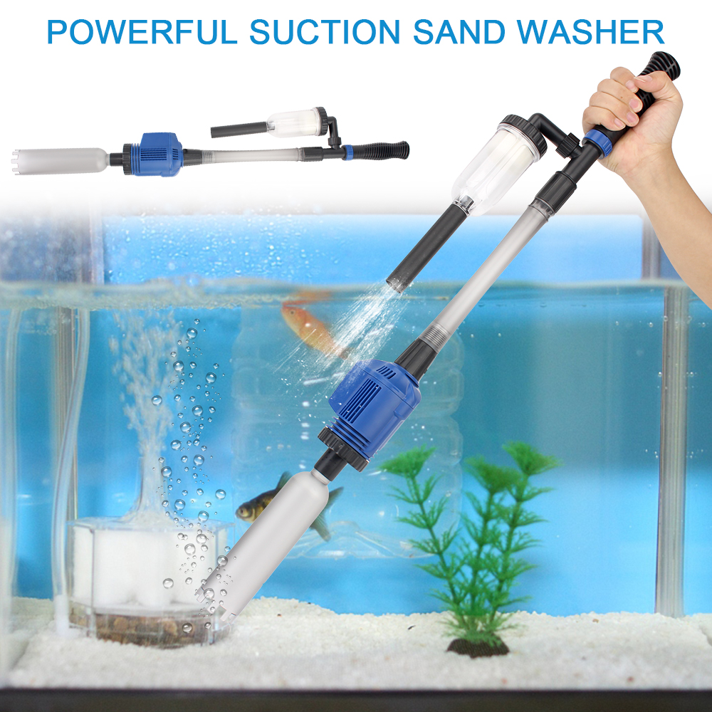 Aquarium Siphon Operated Cleaner Electric Siphon Filter Vacuum Gravel Water Changer Fish Tank Sand Washer US Plug