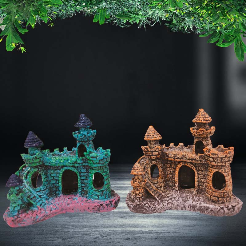 1Pcs Aquarium Creative Ornaments Simulation Resin Castle Fishbowl Retro Landscape Dodge House Fish Tank Accessories