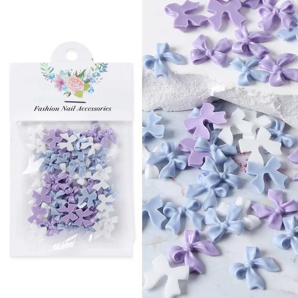 50 pieces/bag pink and white ribbon bow nail charm Korean red nail artistic tie decoration Kawaii accessories handmade design supplies W240829