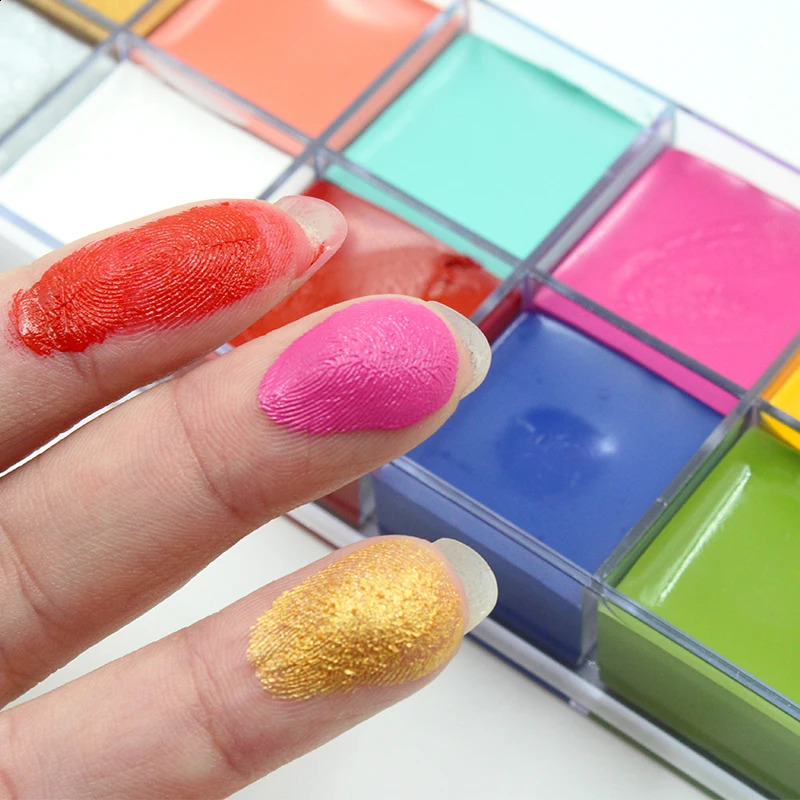 IMAGE Halloween Face Painting Body Painting Oil Painting Art Makeup Set Tool Party Fancy Dress 12 Flash Tattoo Colors6 Makeup Pieces 240829