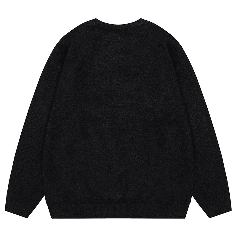 Autumn mens knitted jumper sweater hip-hop letter patch Knitwear street clothing Harajuku casual fashion zipper knitted clothing 240829