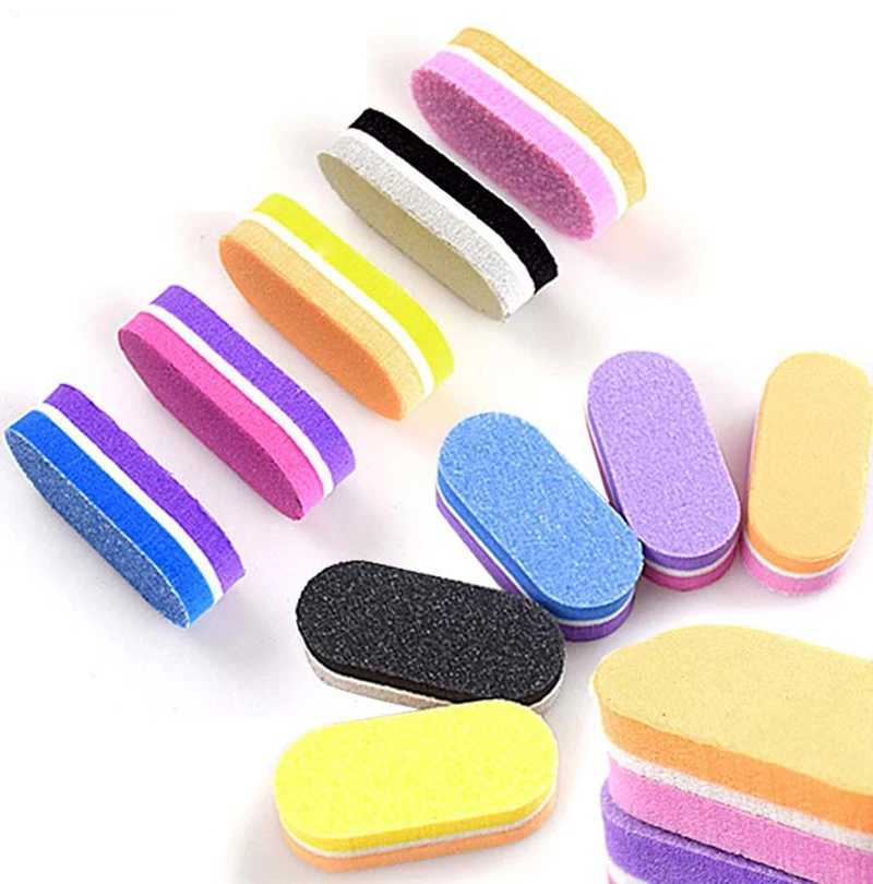 50/20 pieces of sponge nail files oval mini nail buffering sanding machine file blocks rubber nail buffering files hand polishing tools W240829