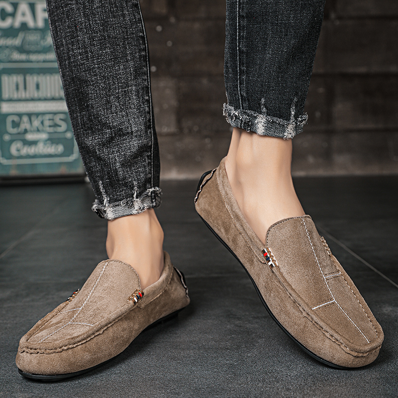 Spring Autumn Sports Leather Suede New Footwear hot Business and Leisure Handmade Bean Shoes
