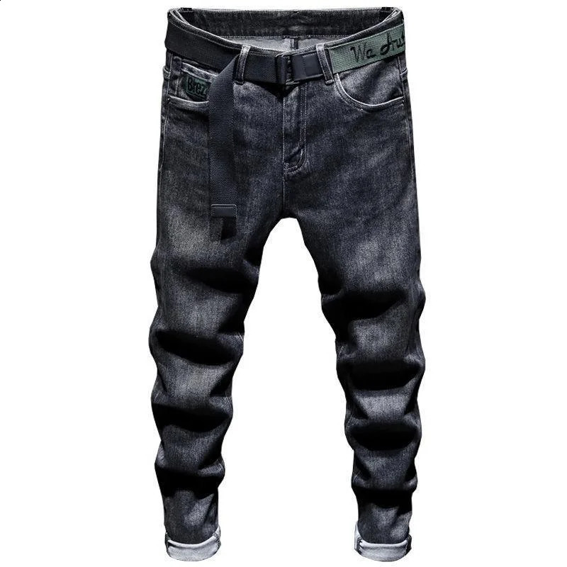 Winter Trousers for Men Skinny Y2k Brushed Jeans Slim Black Plush and Thicken Clothing 90s Streetwear Pants 240826Z
