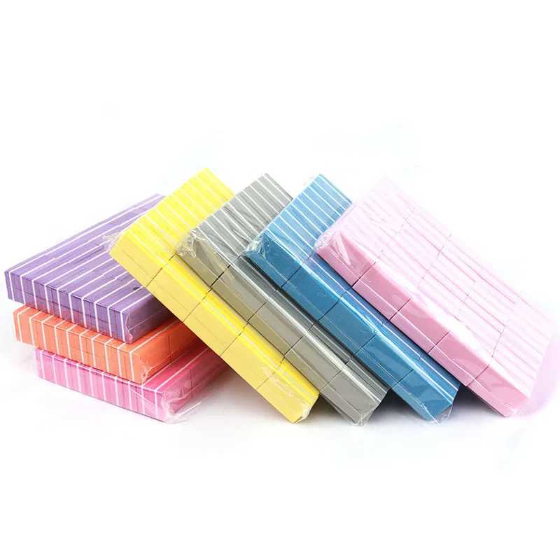 50 pieces of double-sided mini nail file color sponge nail polish buffing buffer polishing manipulation tool W240829