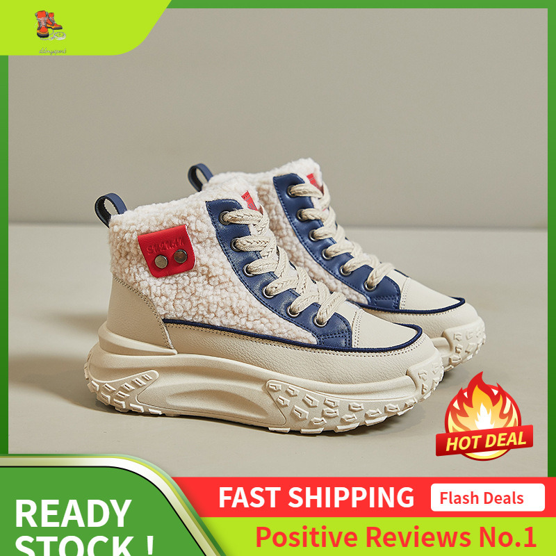 Ddmysports Winter Plush Igh Top White Shoes New Korean Edition Ins Female Students Eight Increase Exercise Warm Leisure K OUTDOOR