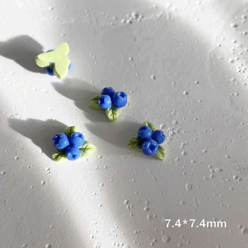 Creative Cute Blueberry Knickknack Kawaii A Cluster Fruit Buds Resin Trinkets Nail gel Polish Adorn Ornaments 404art W240829